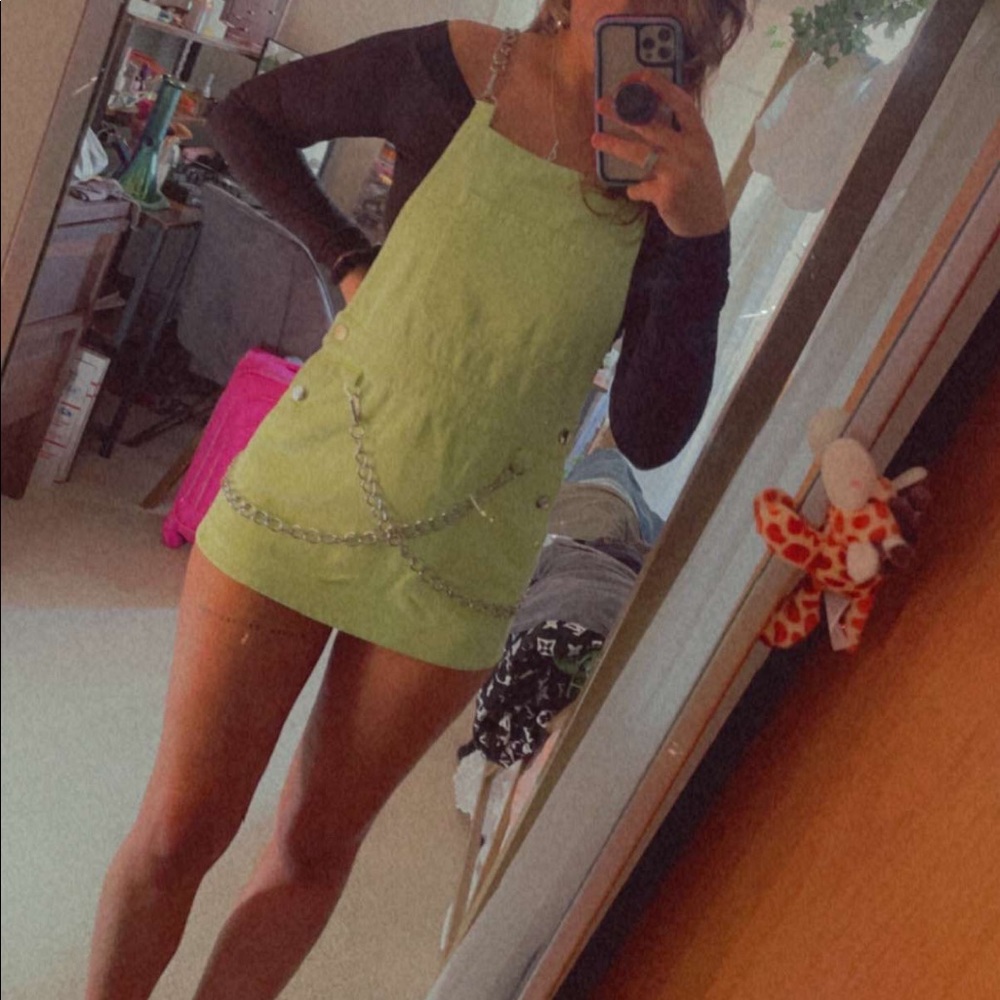 LF NWT Carmar Overall Chain Dress Lime Green S